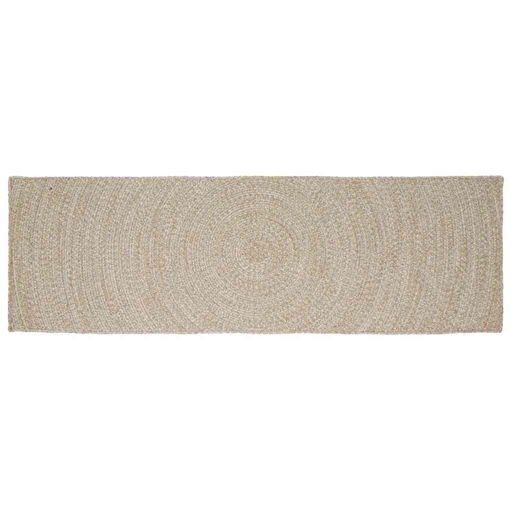 Vidaxl vloerkleden rechthoekig natuurlijk en wit 60 x 250 cm jute