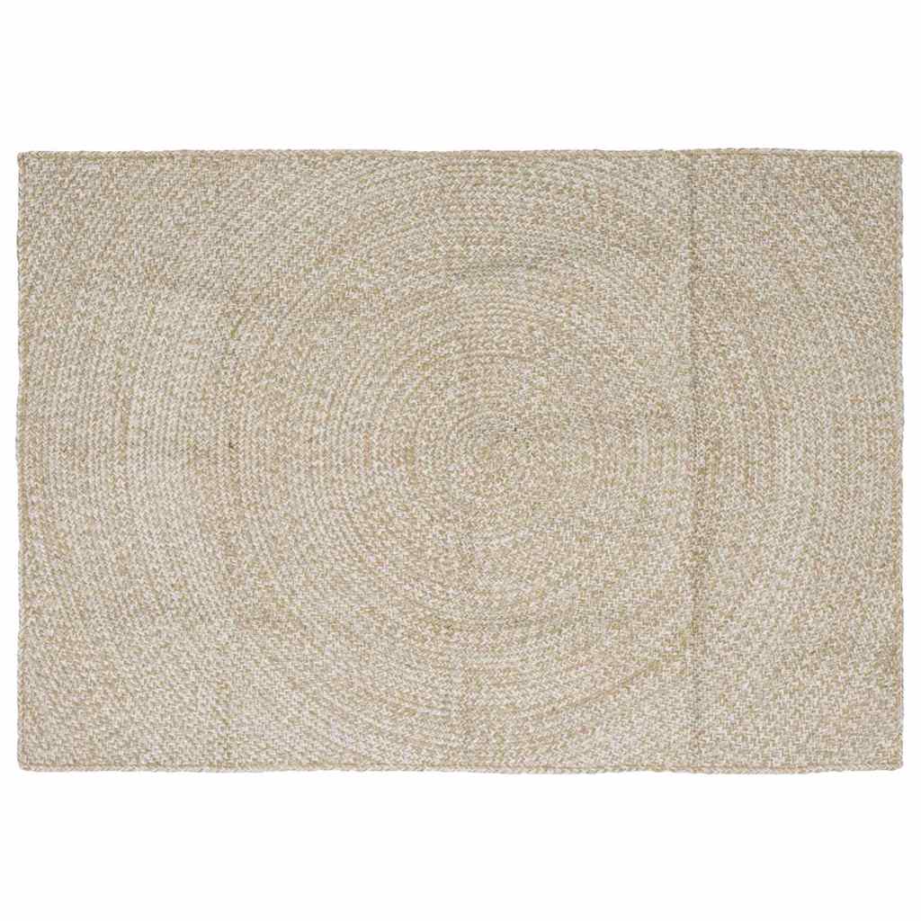 Vidaxl vloerkleden rechthoekig natuurlijk en wit 140 x 200 cm jute