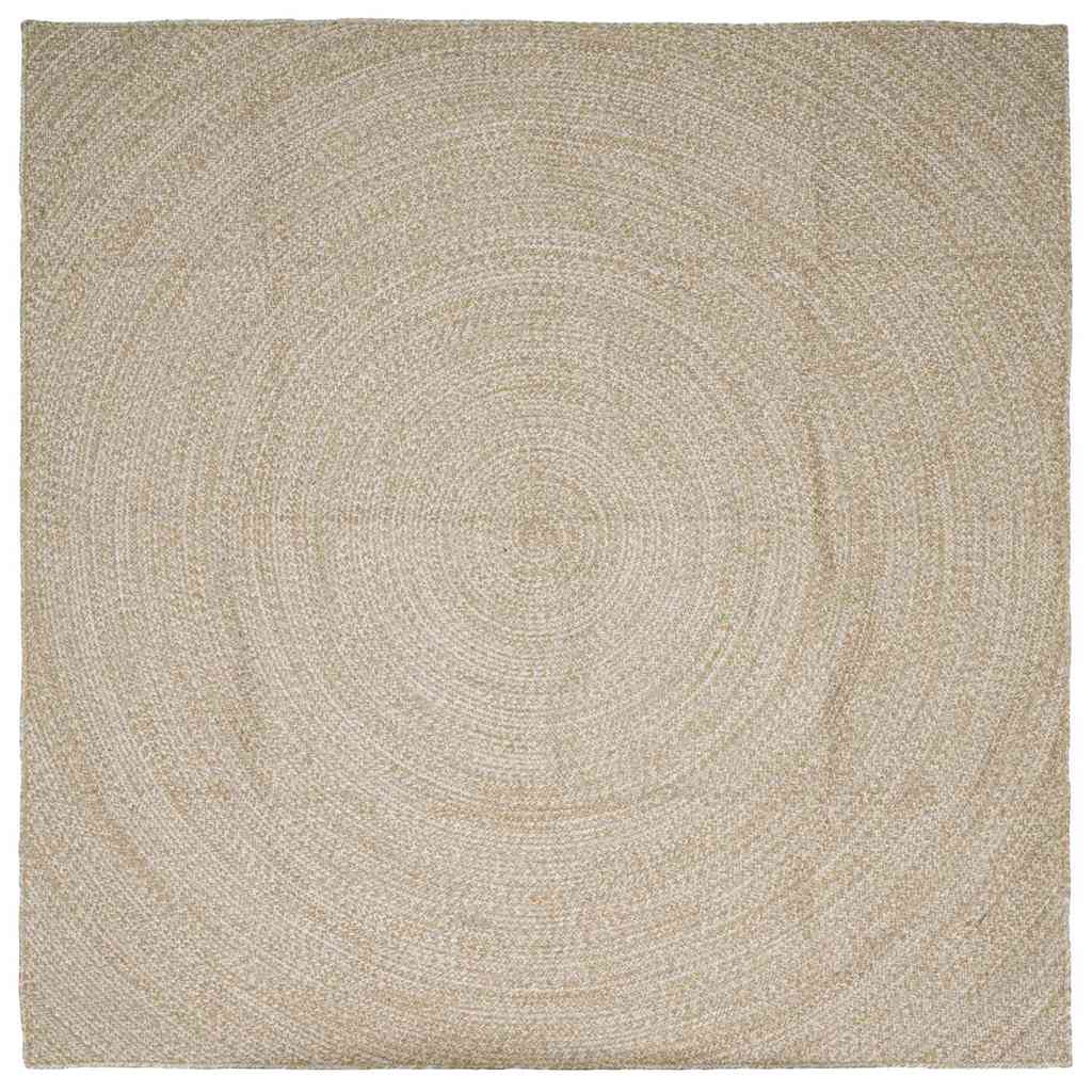 Vidaxl vloerkleden vierkant natuurlijk en wit 300 x 300 cm jute