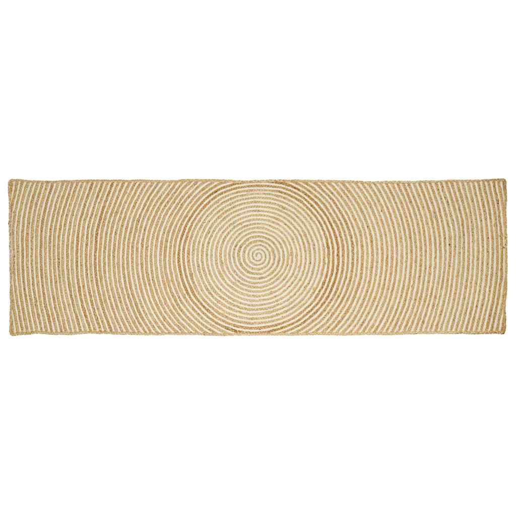 Vidaxl vloerkleed natuurlijk en wit 60 x 250 cm jute