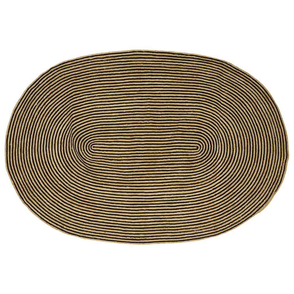 Vidaxl vloerkleed natuurlijk en zwart 152 x 245 cm jute
