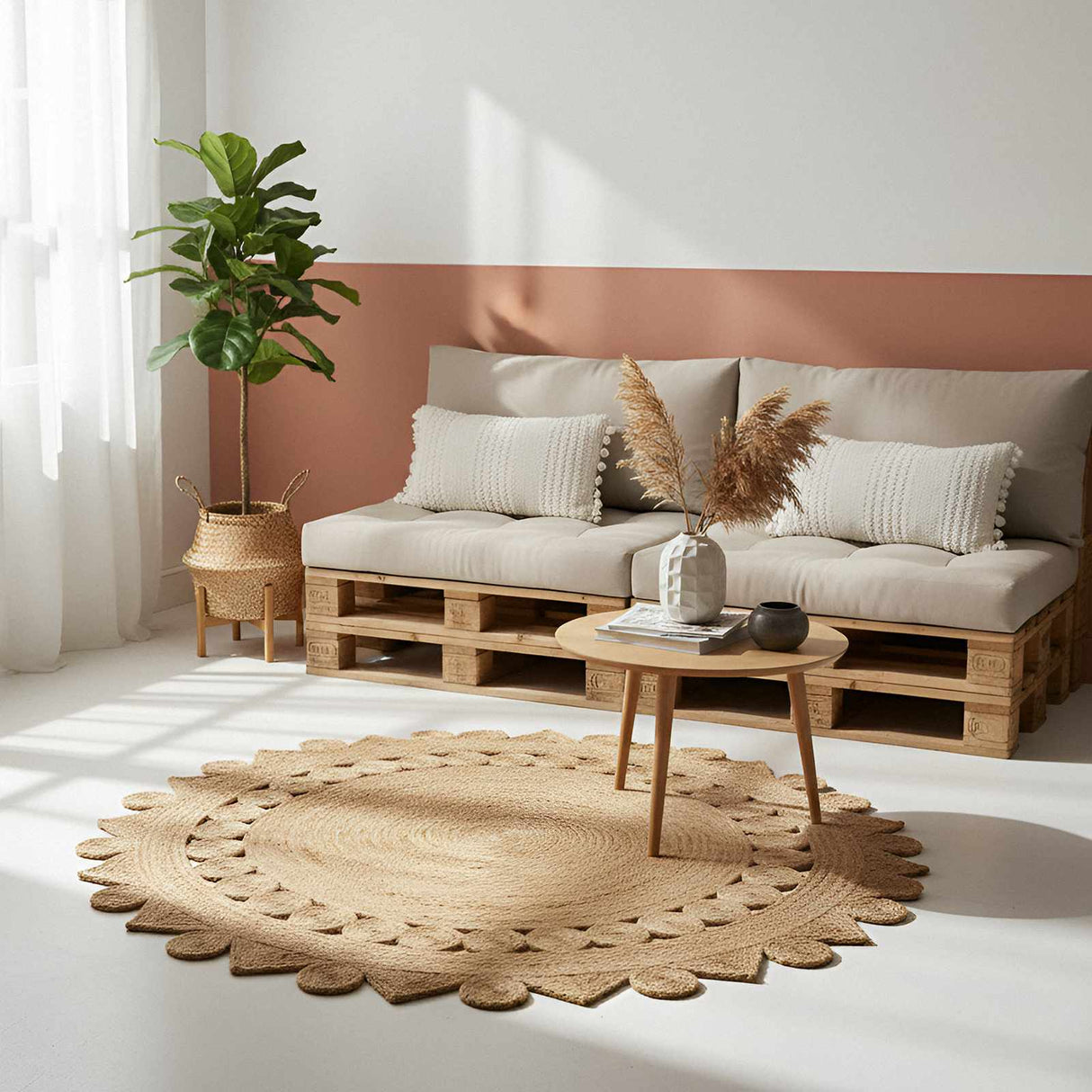 Vidaxl tapijt bruin ø 210 cm jute