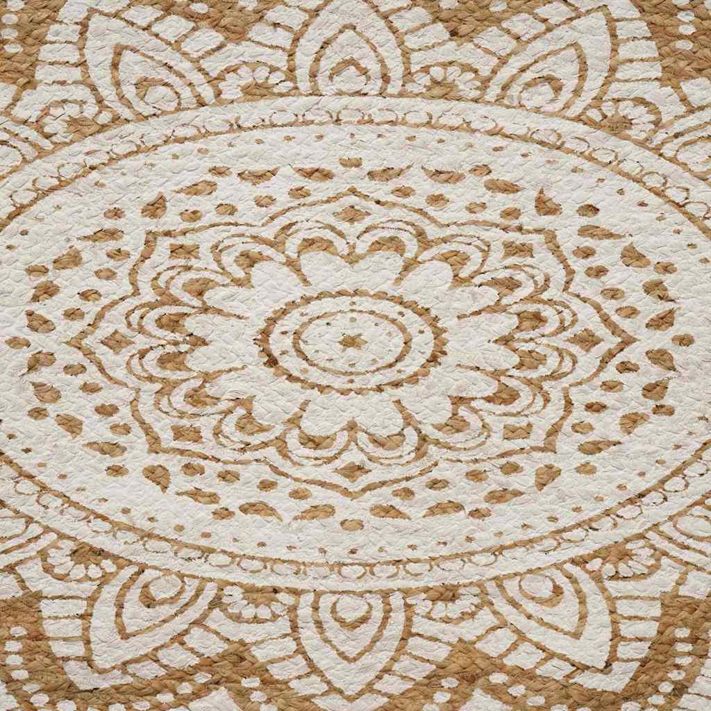 Vidaxl jute tapijt bloemen naturel 152 x 245 cm jute