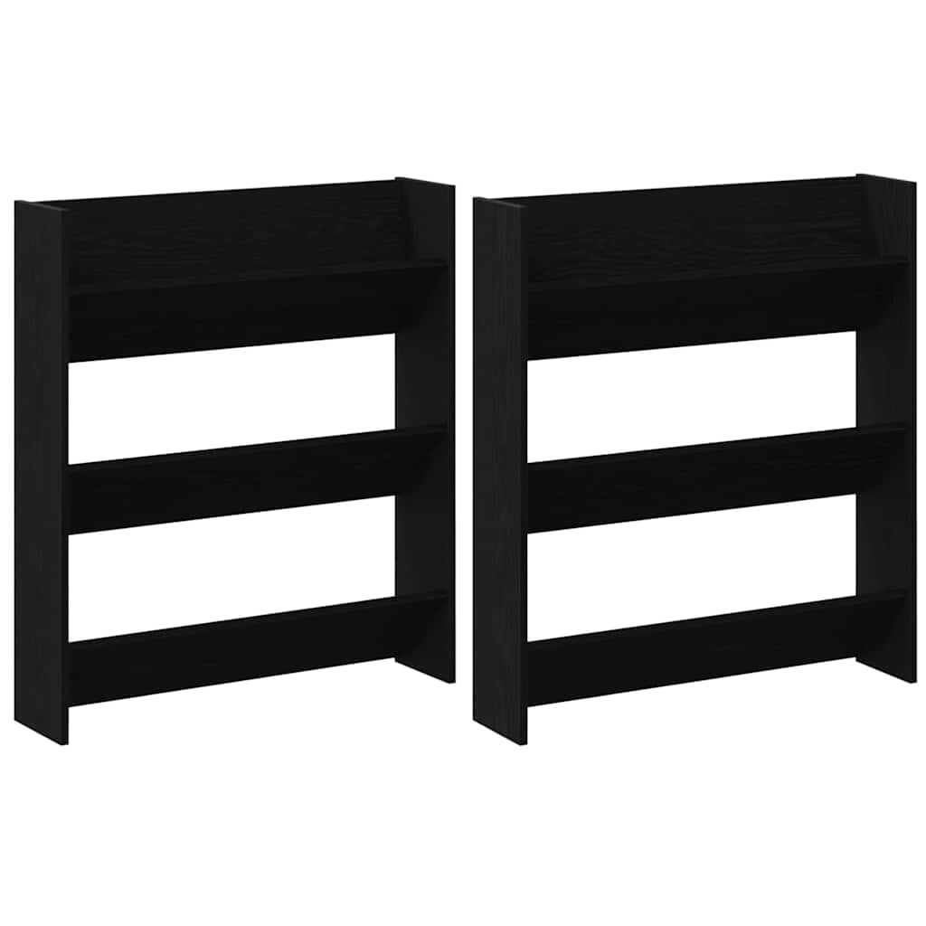 Vidaxl schoenenkast 2 pcs zwart eiken 85 x 18 x 90 cm bewerkt hout
