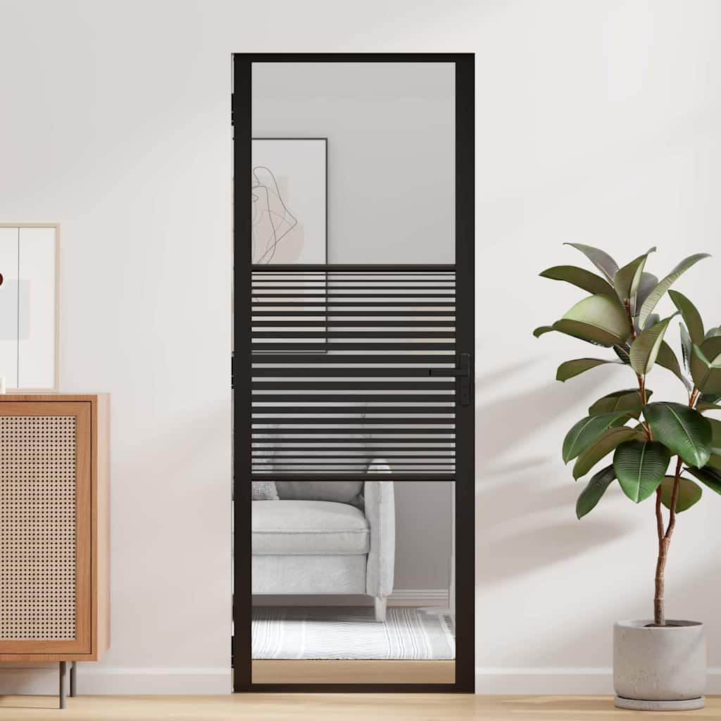 Vidaxl glazen deur gestreept zwart 76 x 3.5 x 201.5 cm aluminium