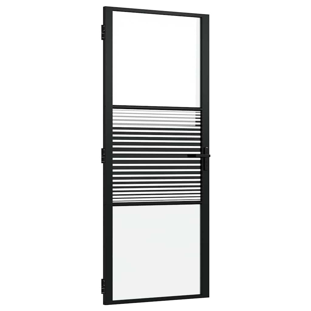Vidaxl glazen deur gestreept zwart 76 x 3.5 x 201.5 cm aluminium