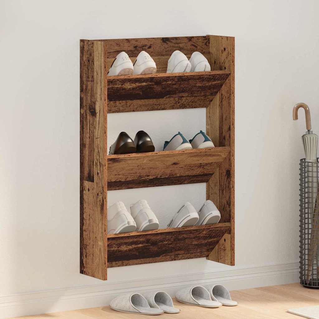 Vidaxl schoenenkast met plank oudhout 60 x 18 x 90 cm bewerkt hout