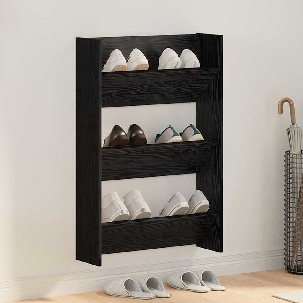 Vidaxl schoenenkast met plank zwart eiken 60 x 18 x 90 cm bewerkt hout