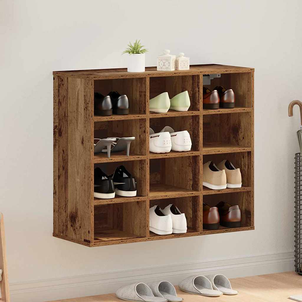 Vidaxl schoenenkast met plank oudhout 77,5 x 30 x 67 cm bewerkt hout