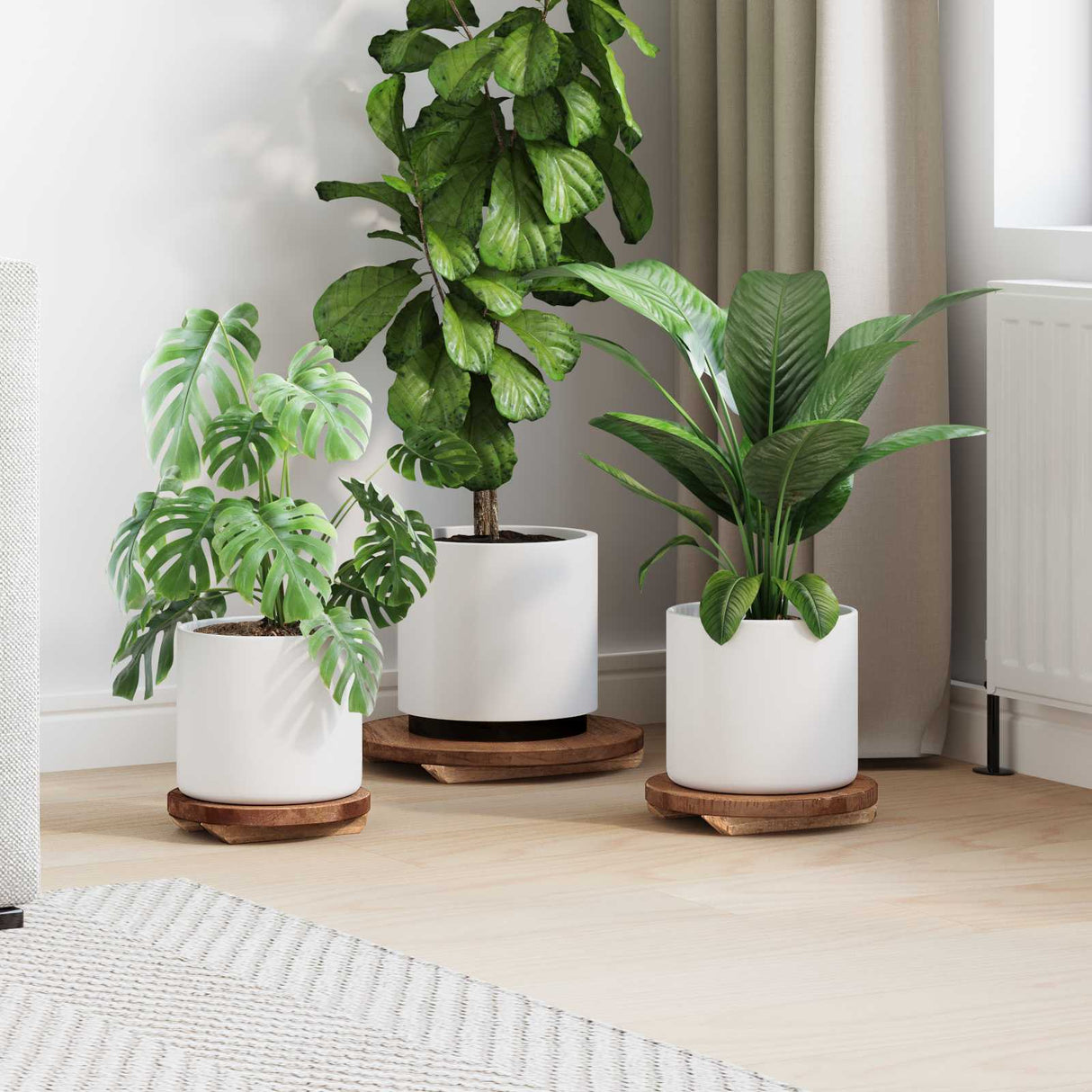 Vidaxl plant stool 3 pcs bruin mahoniehout