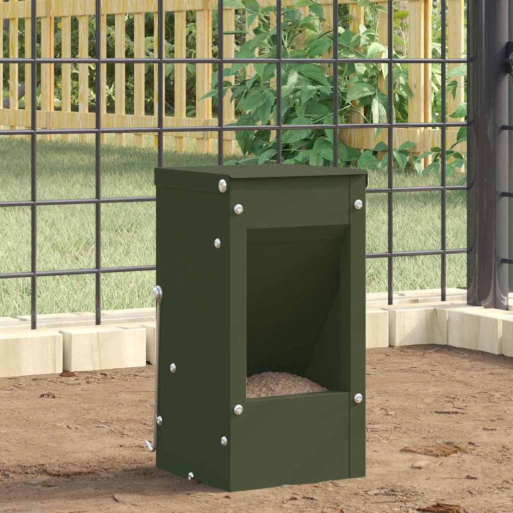 Vidaxl konijnenvoer olijf groen 12,5 x 12,5 x 25 cm koudgewalst staal