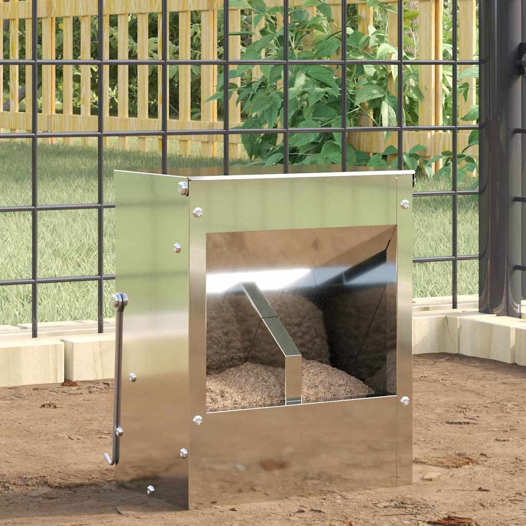 Vidaxl konijnenvoer zilver 20 x 12,5 x 25 cm gegalvaniseerd staal