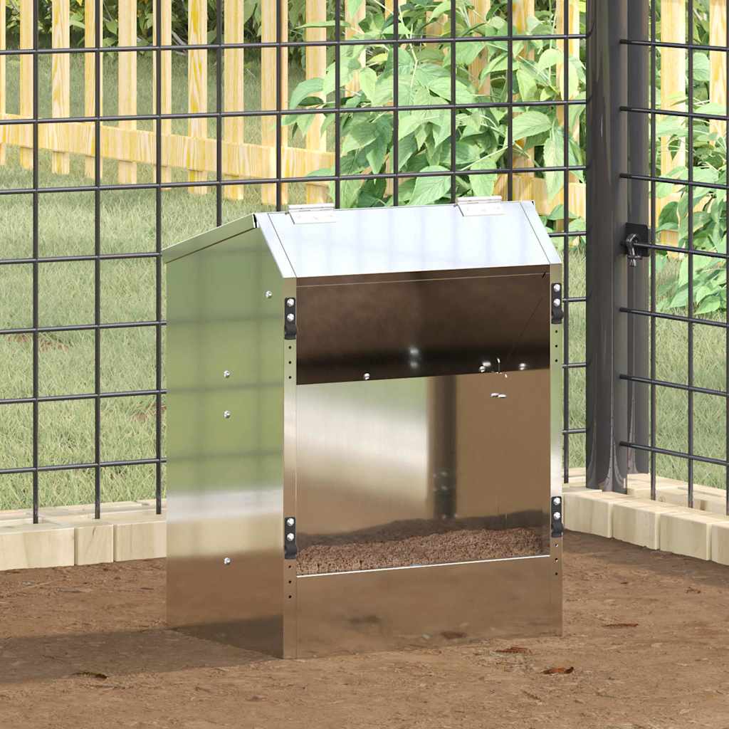 Vidaxl konijnenvoer zilver 64,5 x 25,5 x 45,5 cm gegalvaniseerd staal