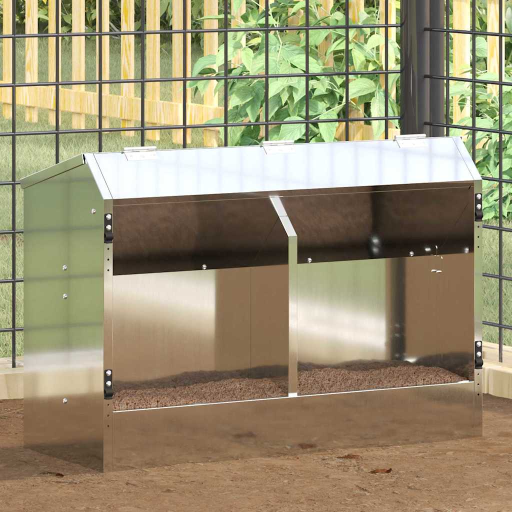 Vidaxl konijnenvoer zilver 64,5 x 25,5 x 45,5 cm gegalvaniseerd staal