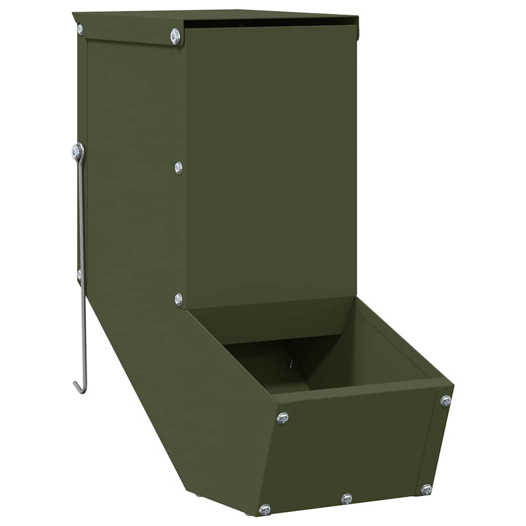 Vidaxl konijnenvoer olijf groen 12,5 x 26 x 28,5 cm koudgewalst staal