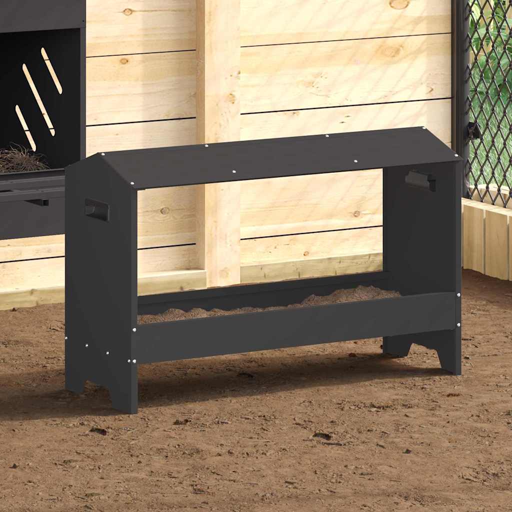 Vidaxl kippen voederbak zwart 81 x 32 x 53,5 cm koudgewalst staal