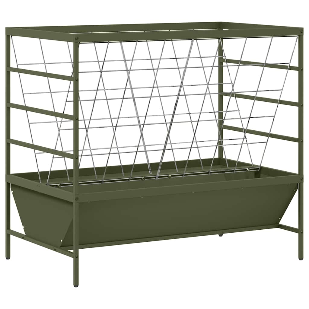 Vidaxl vee voeder olijf groen 100 x 60 x 90 cm koudgewalst staal