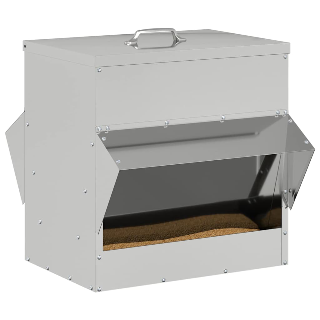 Vidaxl kip voerbak zilver 40,5 x 45 x 41 cm gegalvaniseerd staal