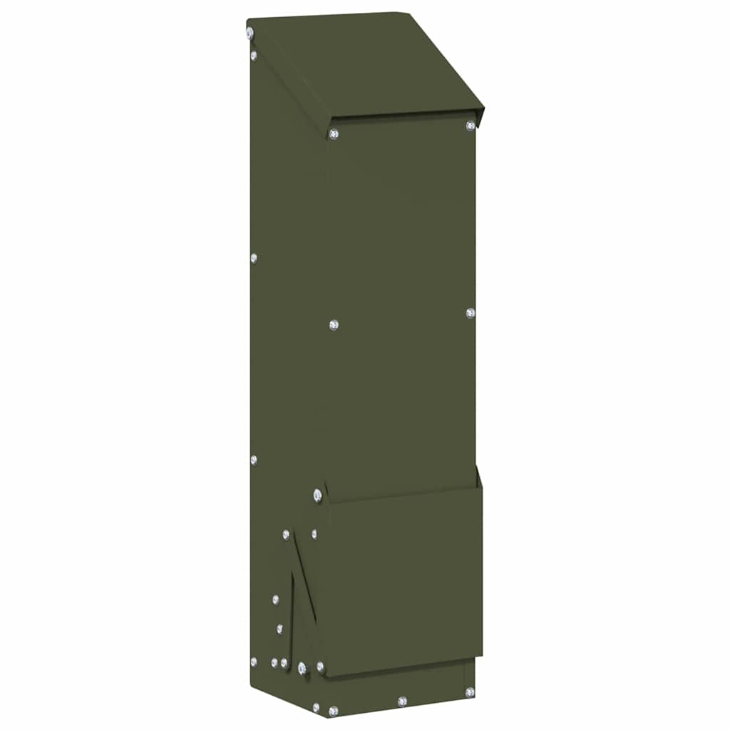 Vidaxl kip voerbak olijf groen 13 x 12 x 51 cm koudgewalst staal