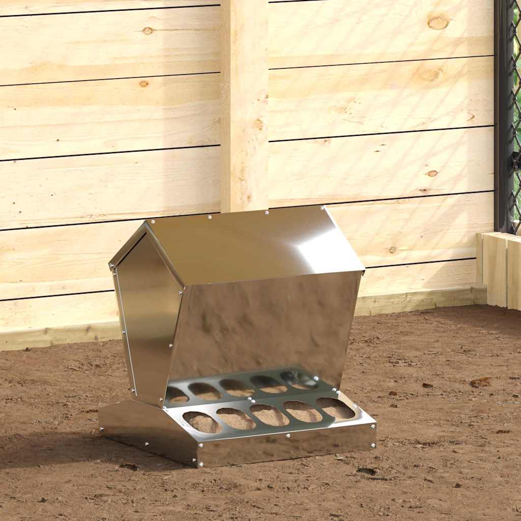 Vidaxl kip voerbak zilver 40 x 40 x 45 cm gegalvaniseerd staal