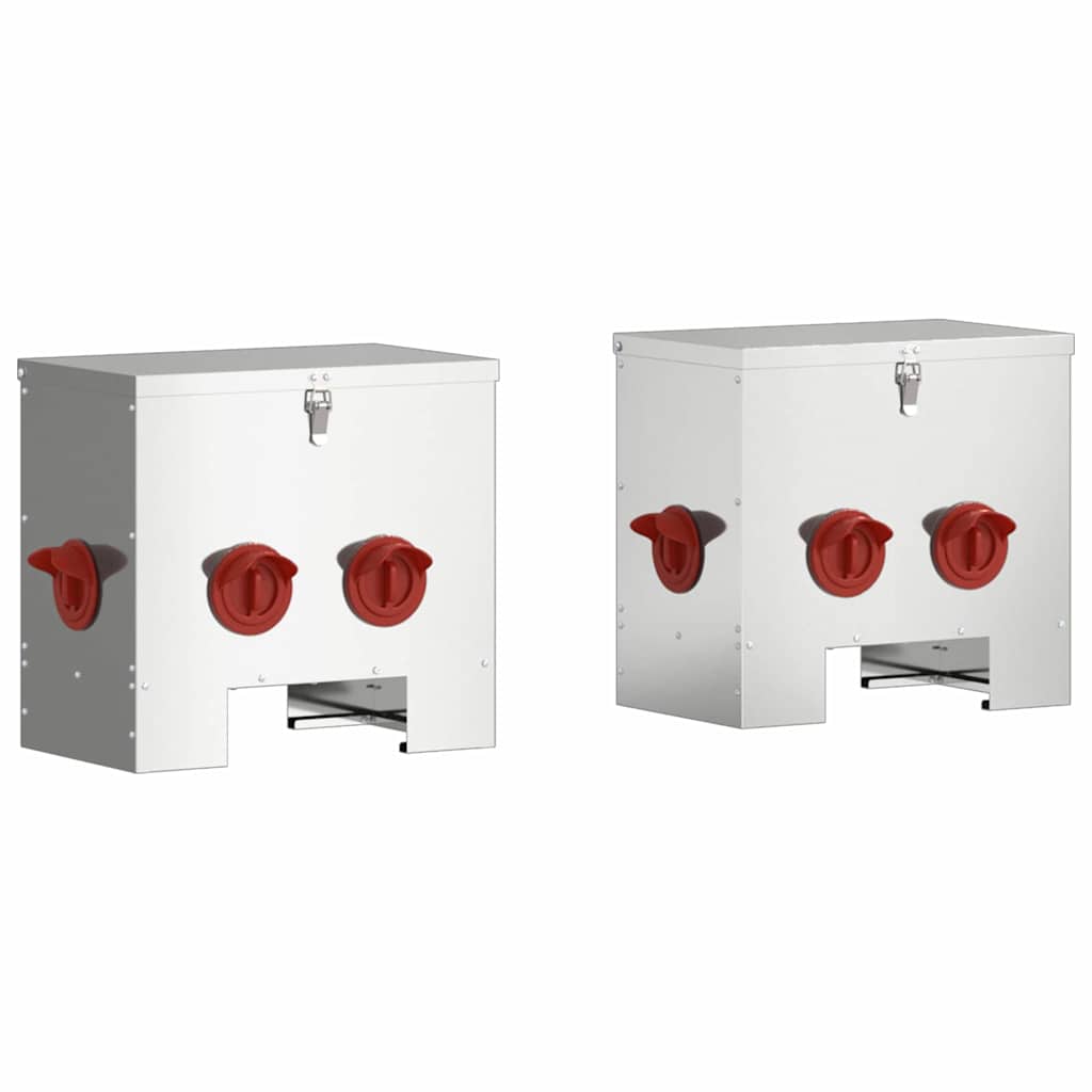 Vidaxl kip voerbak 2 pcs zilver 40,5 x 25 x 38 cm gegalvaniseerd staal