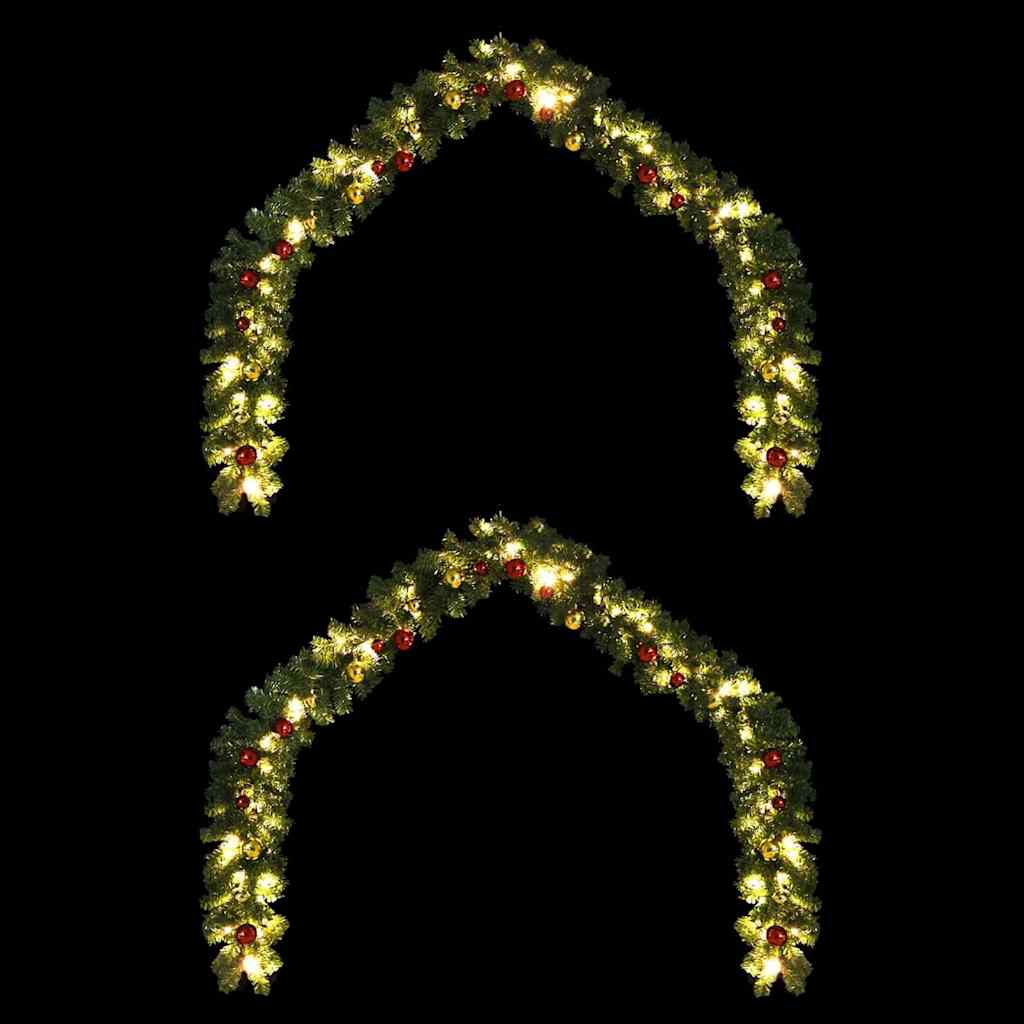 Vidaxl kerstkrans met 600 led 2 pcs groen pvc