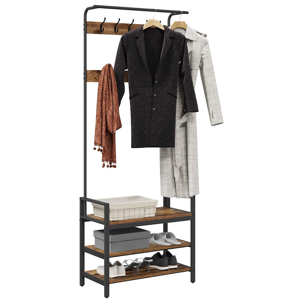 Vidaxl kapstok met plank oudhout 75 x 34 x 184 cm bewerkt hout