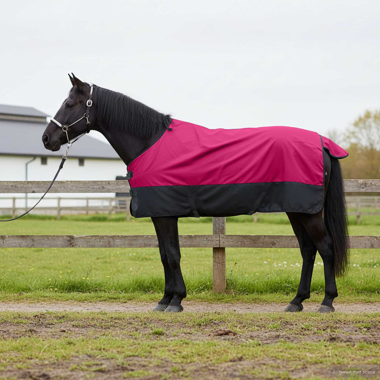 Vidaxl paardendeken roze en zwart 75 cm polyester