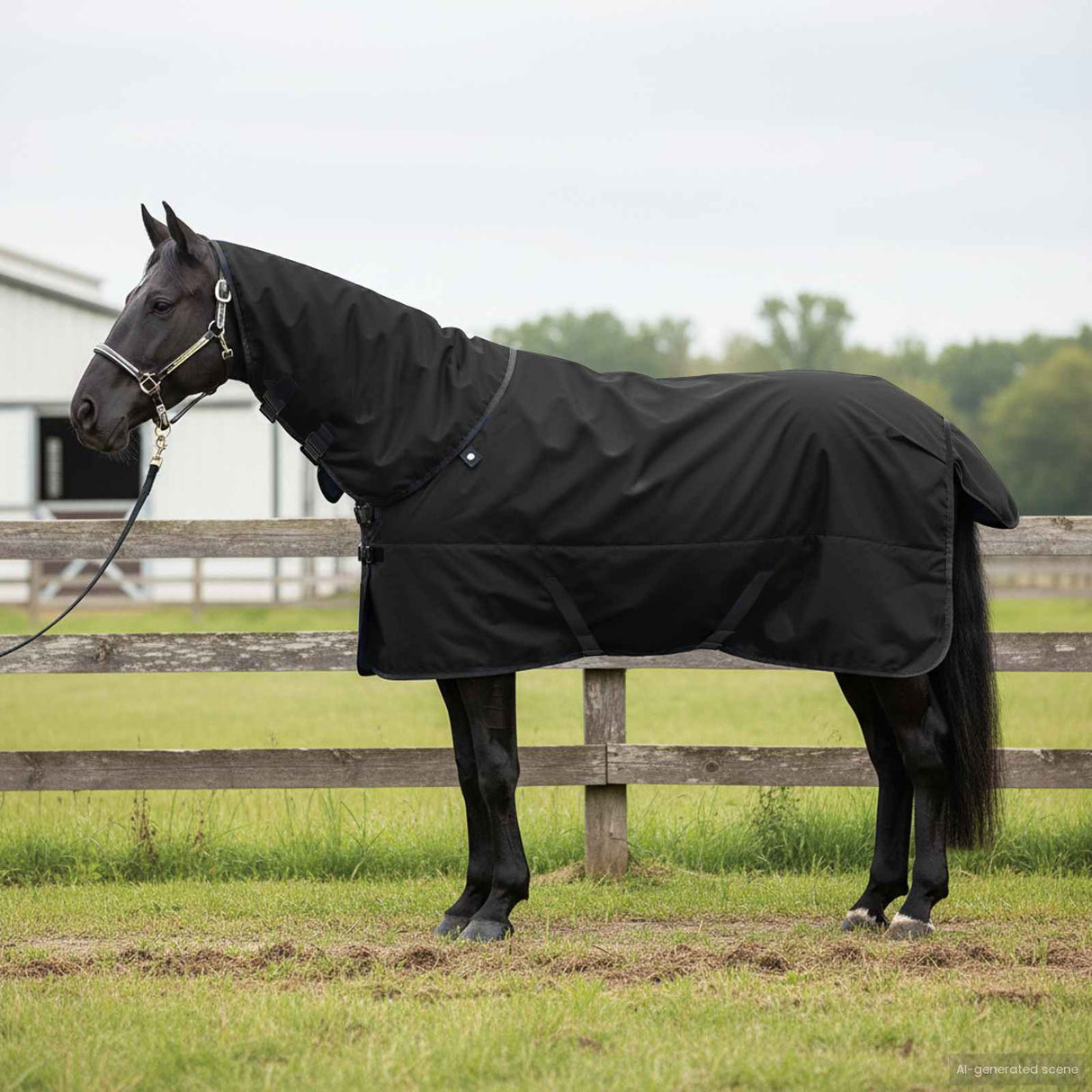 Vidaxl paardendeken donkergroen en zwart 105 cm polyester