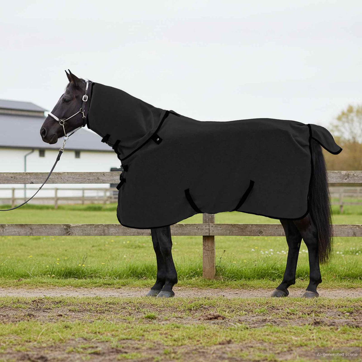 Vidaxl paardendeken zwart polyester