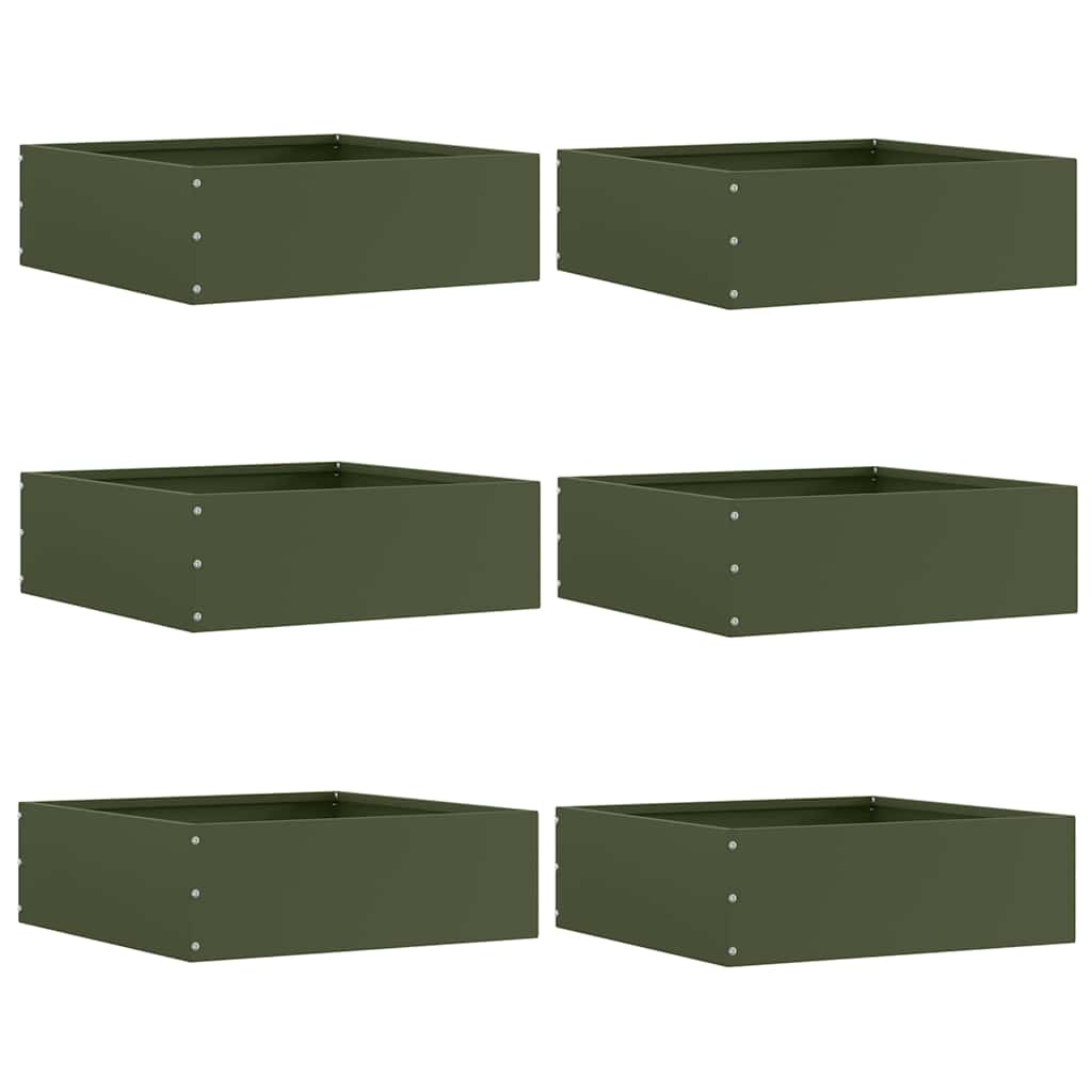 Vidaxl tuinrand 6 pcs olijf groen 40 x 40 x 13 cm staal