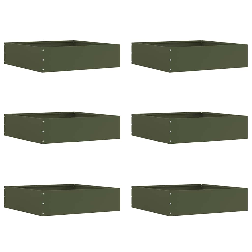 Vidaxl tuinrand 6 pcs olijf groen 50 x 50 x 13 cm staal