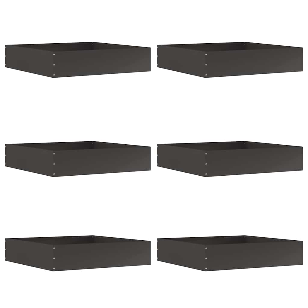 Vidaxl tuinrand 6 pcs zwart 60 x 60 x 13 cm staal