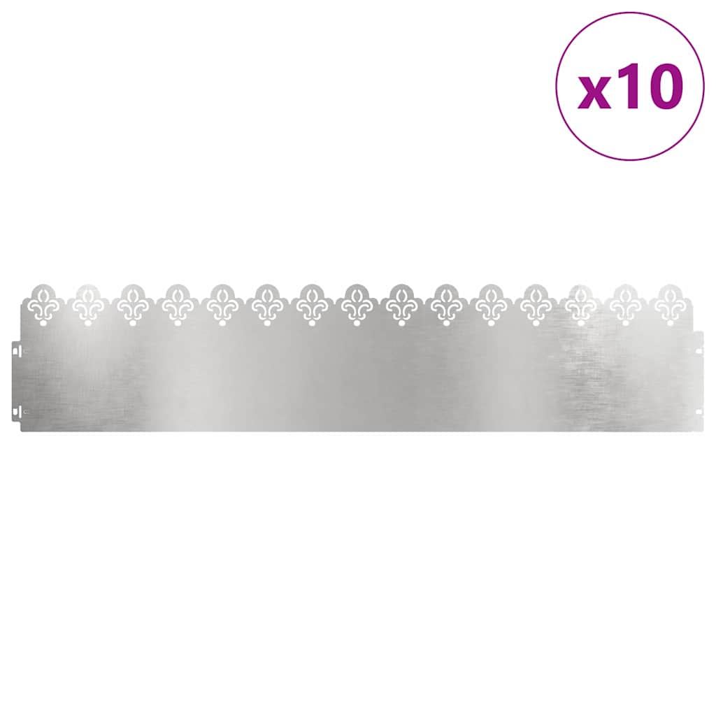Vidaxl gazonranden 10 pcs zilver 103 x 0,05 x 22 cm roestvrij staal