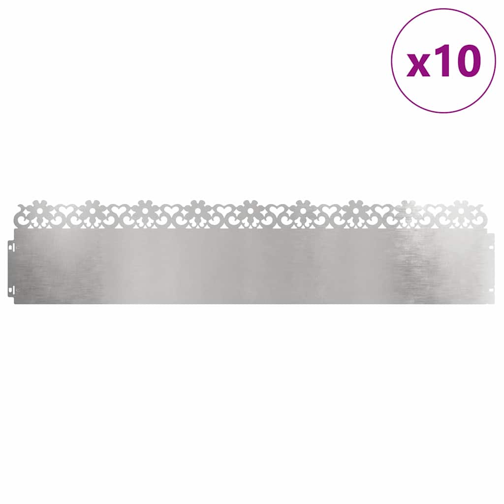 Vidaxl gazonranden 10 pcs zilver 103 x 0,05 x 22 cm roestvrij staal