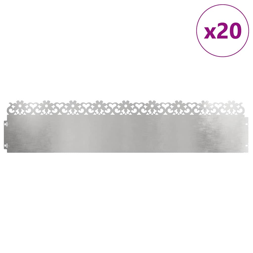 Vidaxl gazonranden 20 pcs zilver 103 x 0,05 x 22 cm roestvrij staal