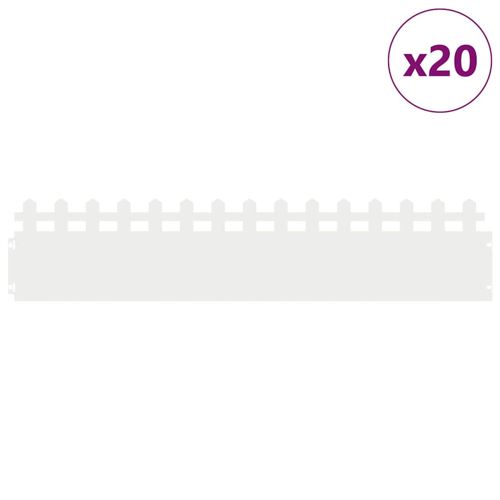 Vidaxl gazonranden 20 pcs wit 103 x 0,05 x 22 cm staal
