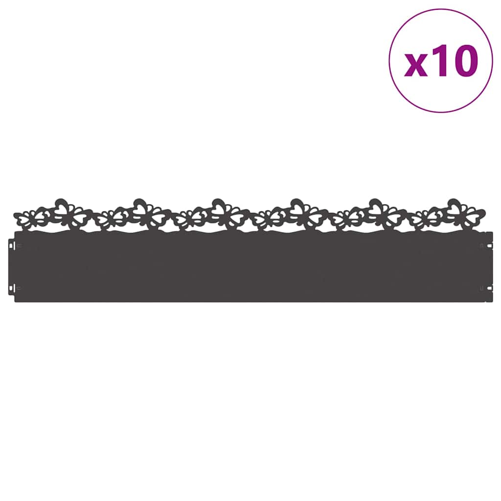 Vidaxl gazonranden 10 pcs zwart 103 x 0,05 x 22 cm staal