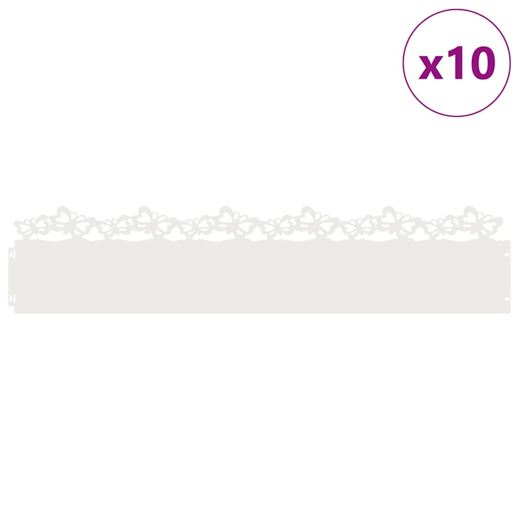 Vidaxl gazonranden 10 pcs wit 103 x 0,05 x 22 cm staal