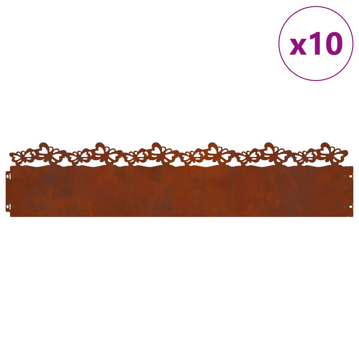 Vidaxl gazonranden 10 pcs roestig 103 x 0,05 x 22 cm cortenstaal
