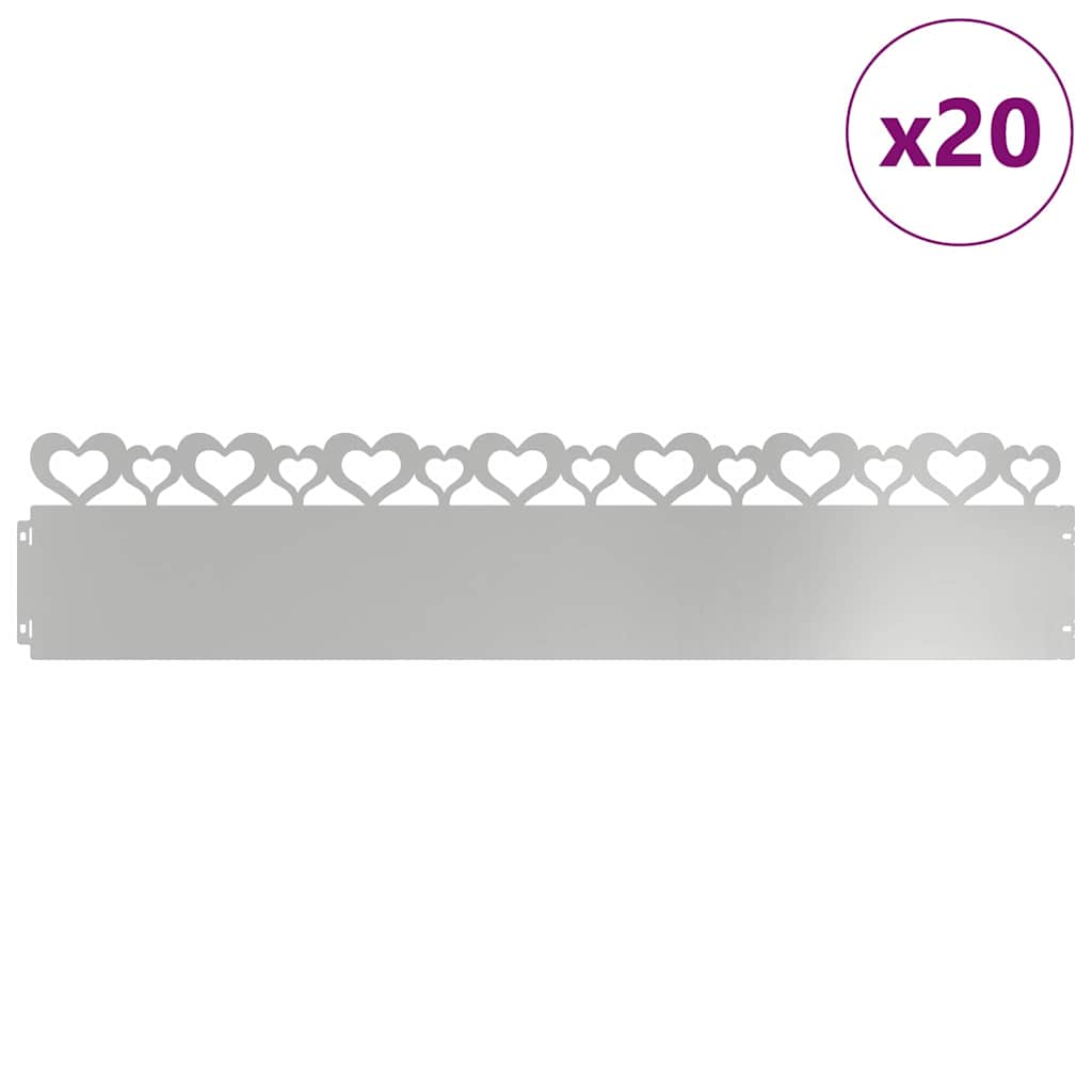 Vidaxl gazonranden 20 pcs zilver 103 x 0,05 x 22 cm