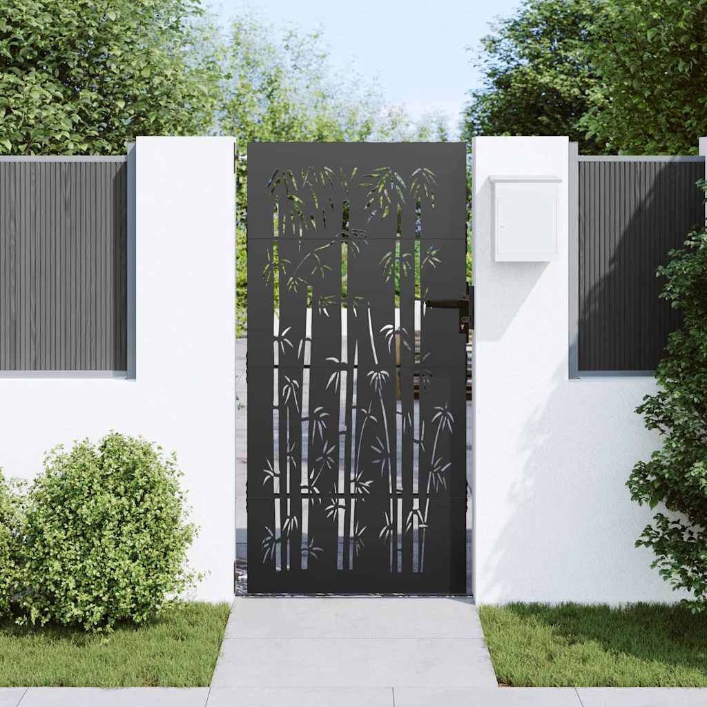 Vidaxl tuinpoort met slot zwart 85 x 200 cm poedergecoat staal
