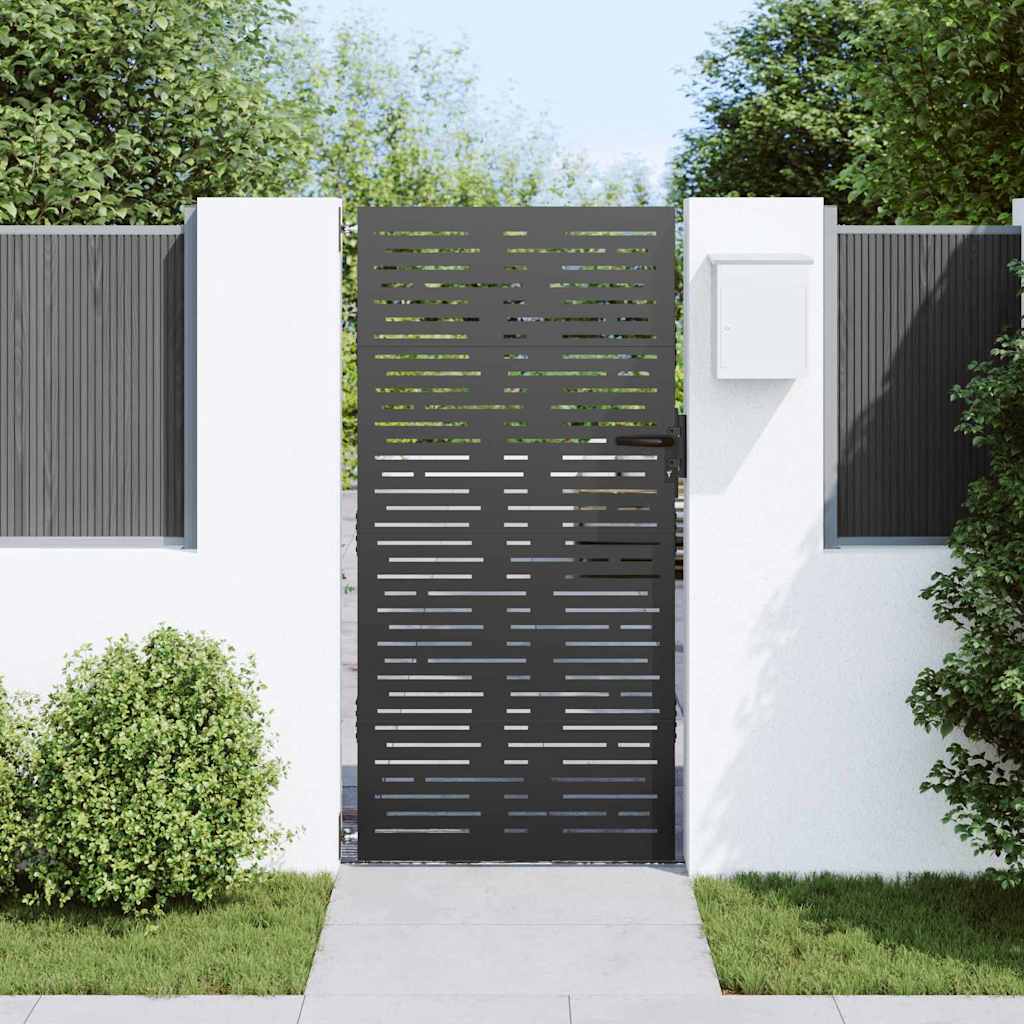 Vidaxl tuinpoort met slot zwart 85 x 175 cm poedergecoat staal