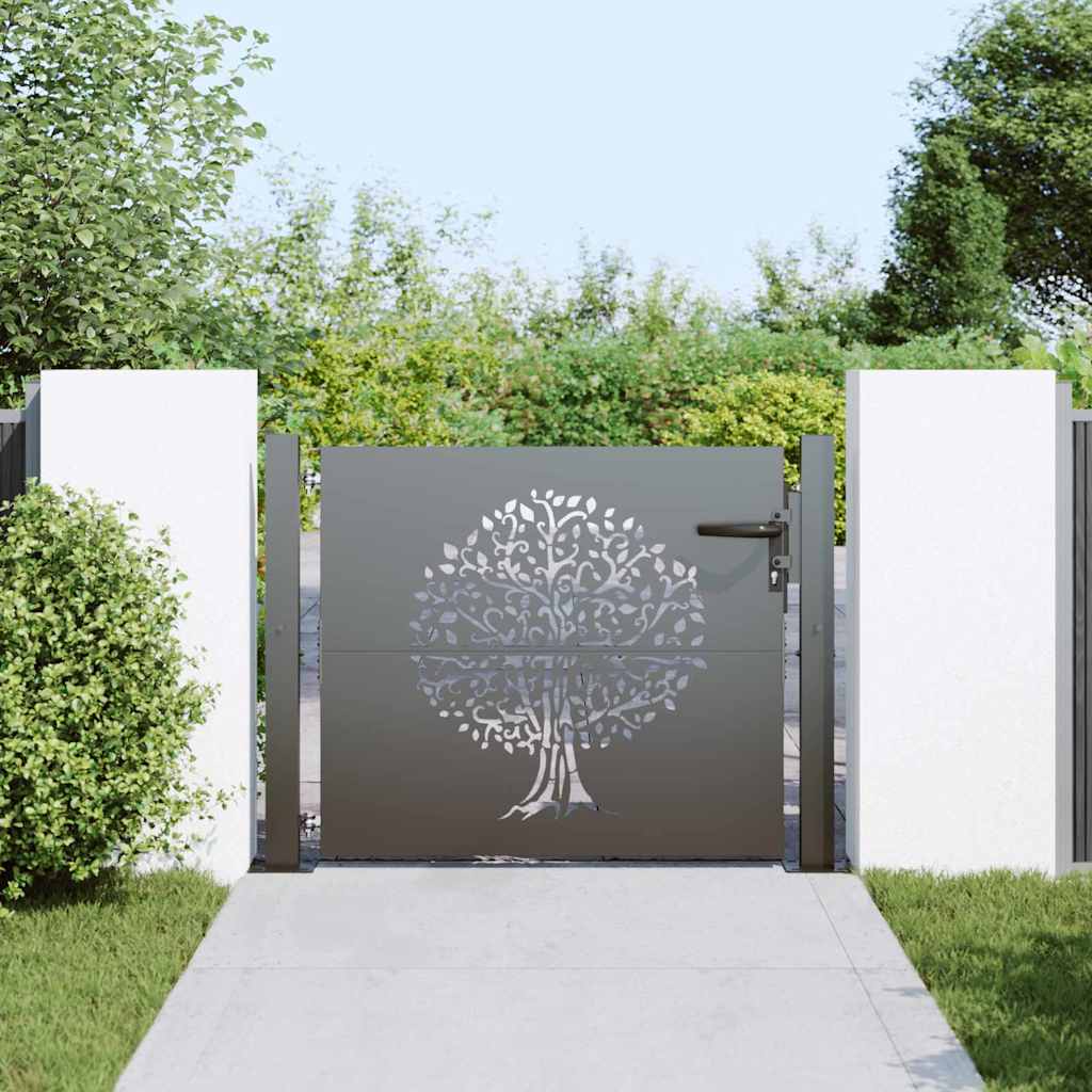 Vidaxl tuinpoort met slot zwart 110 x 105 cm poedergecoat staal