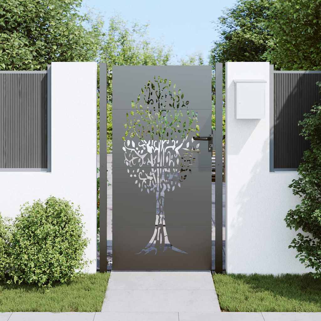 Vidaxl tuinpoort met slot zwart 110 x 205 cm poedergecoat staal