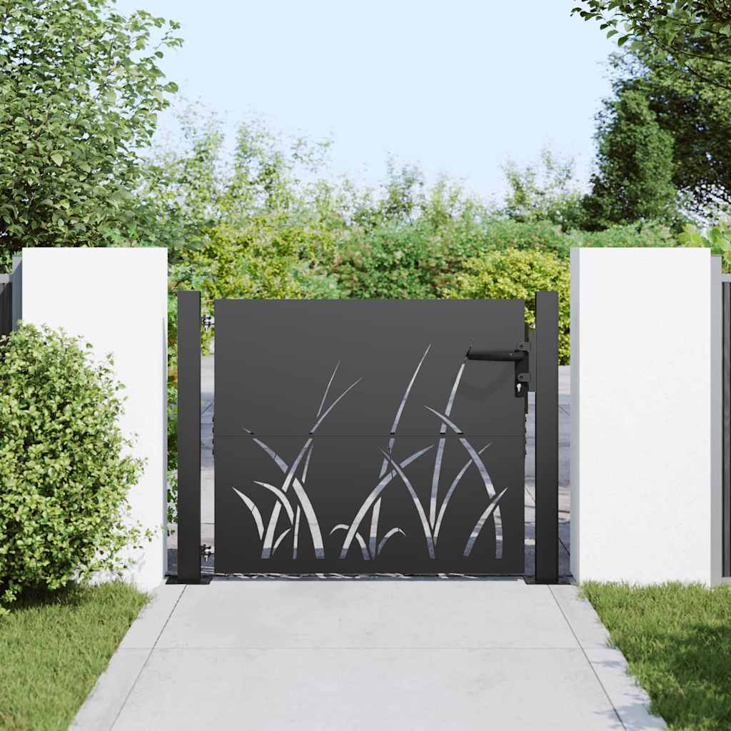 Vidaxl tuinpoort met slot zwart 110 x 105 cm poedergecoat staal