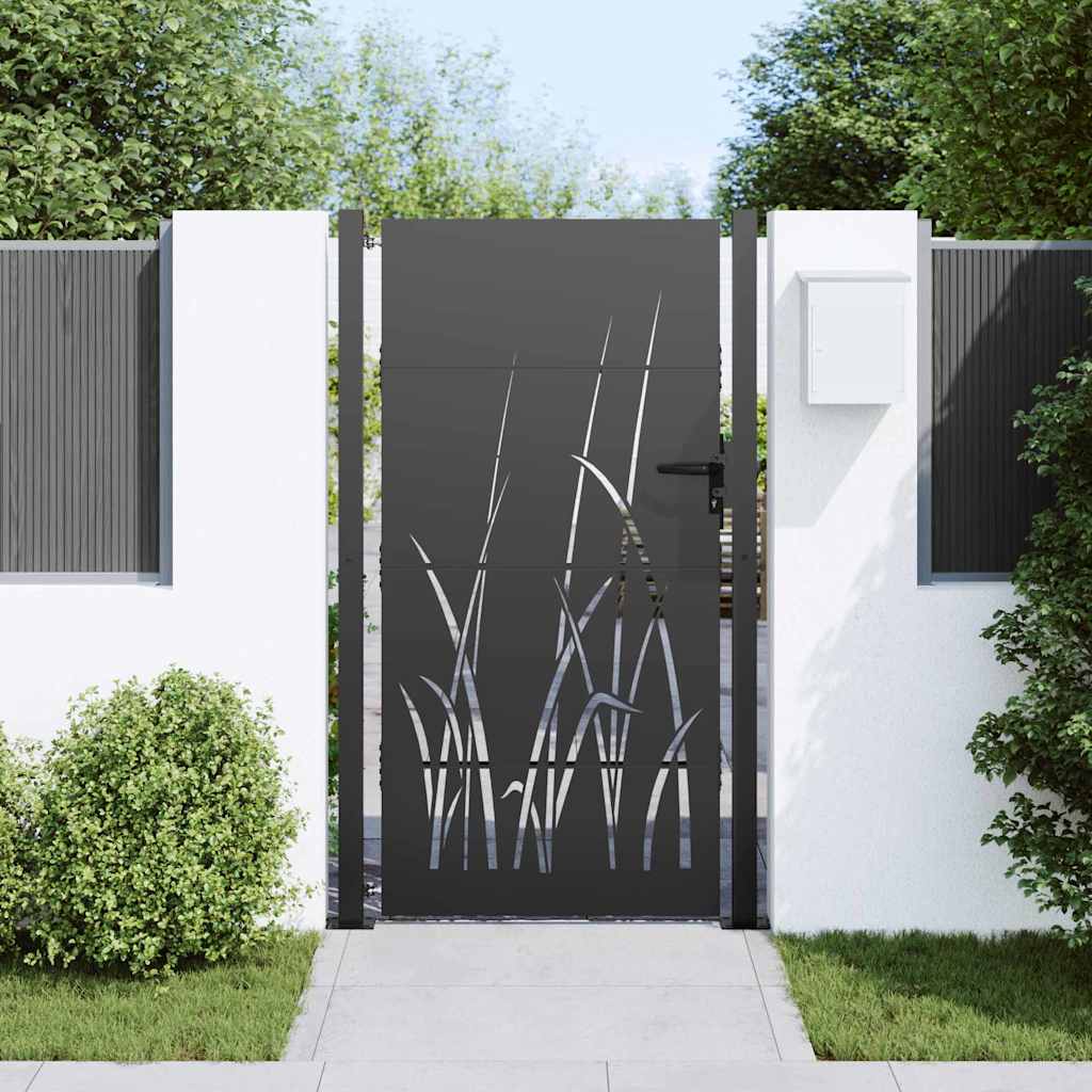 Vidaxl tuinpoort met slot zwart 110 x 180 cm poedergecoat staal