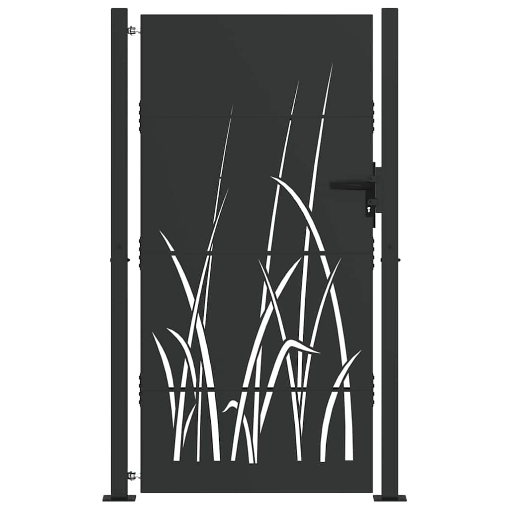 Vidaxl tuinpoort met slot zwart 110 x 180 cm poedergecoat staal