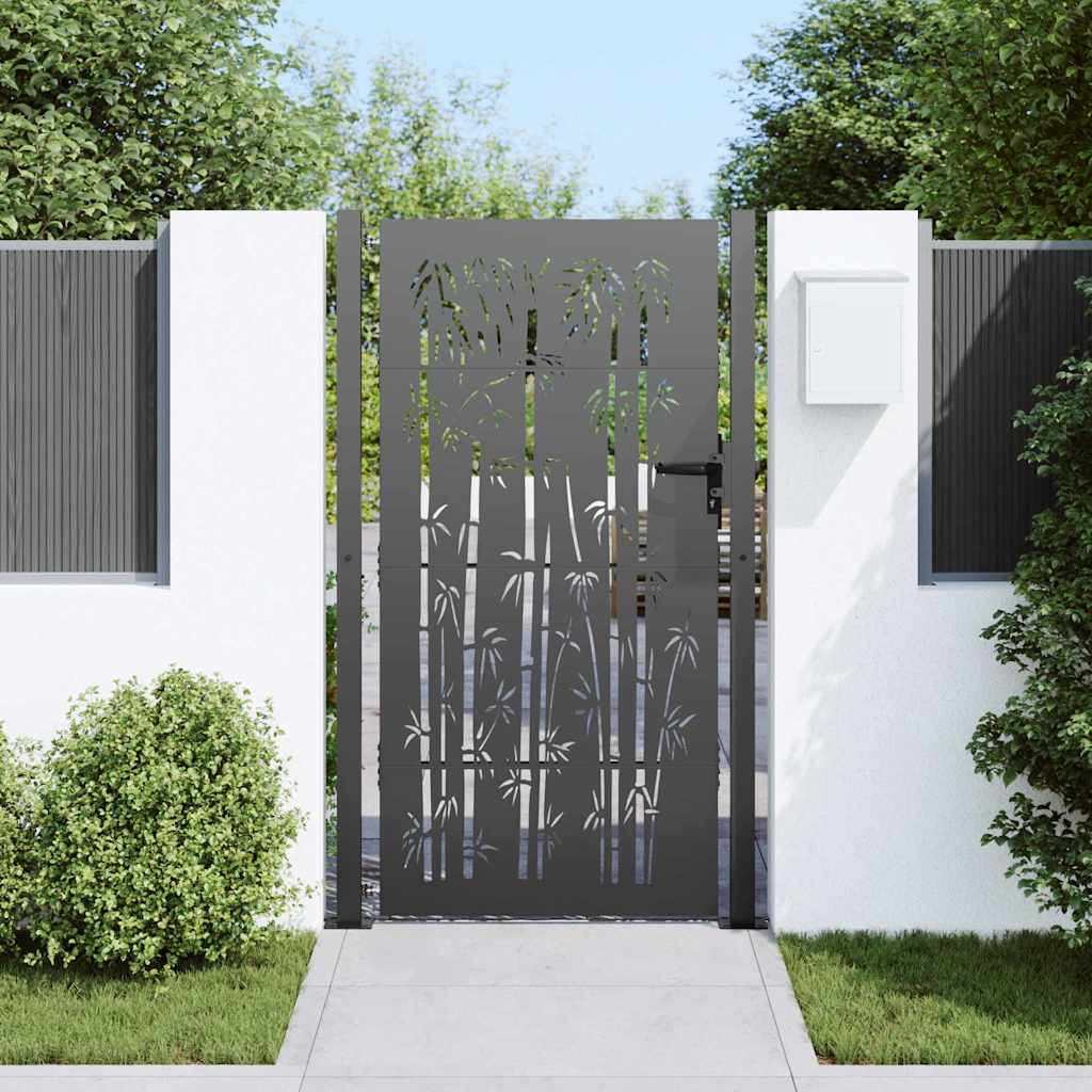 Vidaxl tuinpoort met slot zwart 110 x 180 cm gepoedercoat staal
