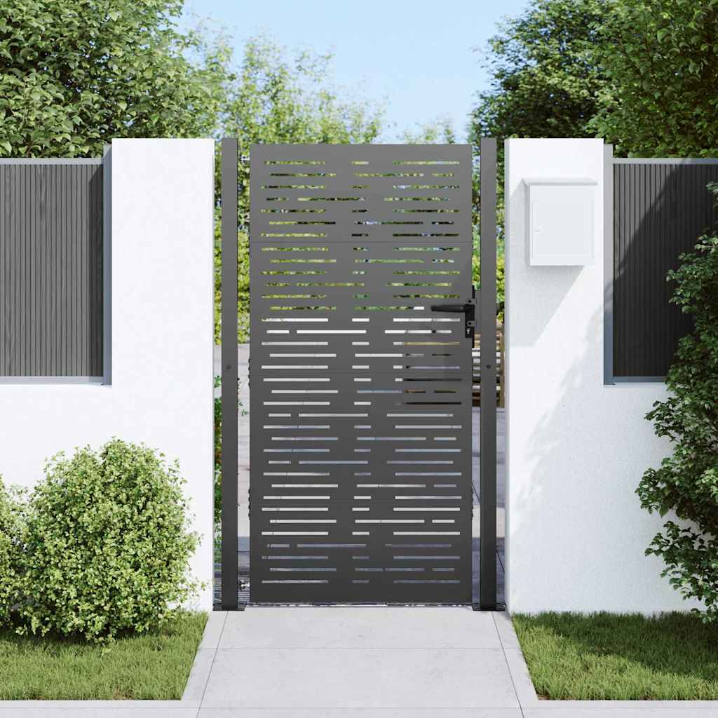 Vidaxl tuinpoort met slot zwart 110 x 205 cm gepoedercoat staal